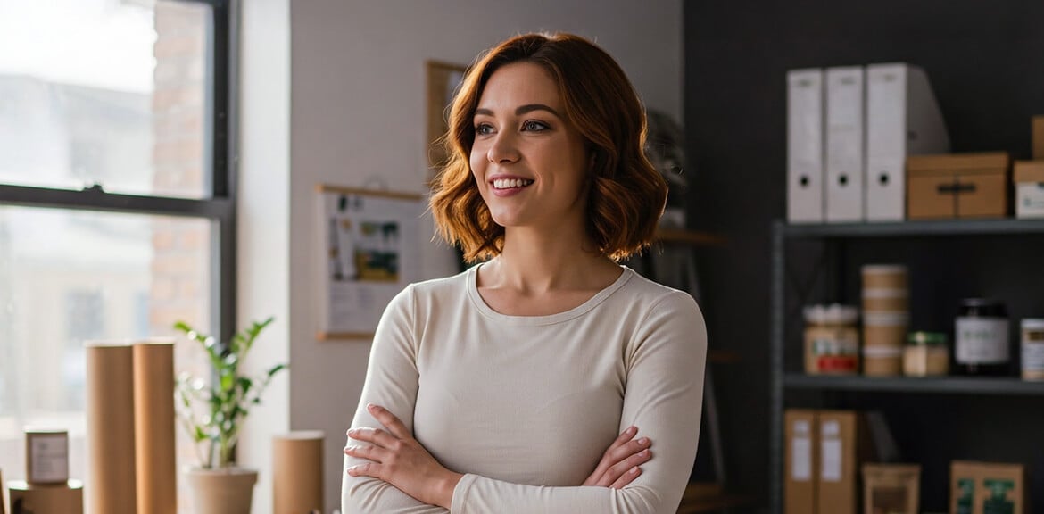 Small business owner in her office, ready to tackle her EOFY checklist
